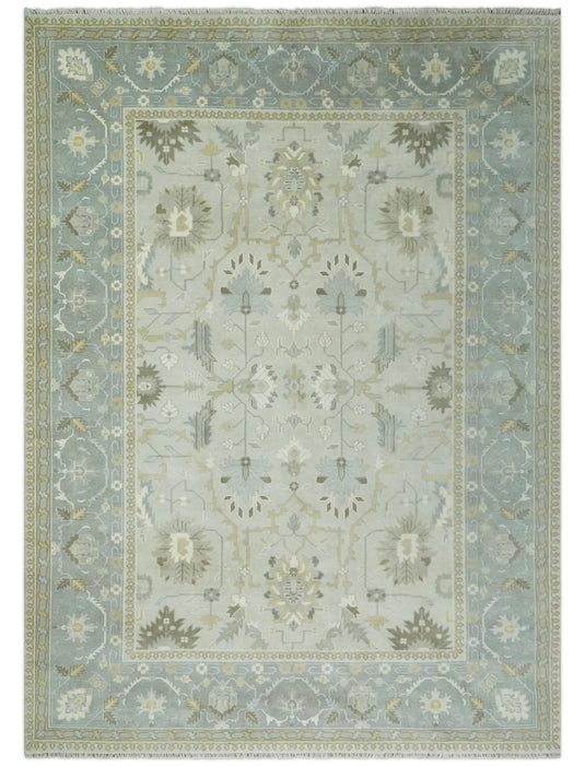 10x13 Large Oushak Ivory and Grey Traditional Persian Rug Made with Wool | Hand Knotted Vintage Rug, Living Room Rug |CP9511014