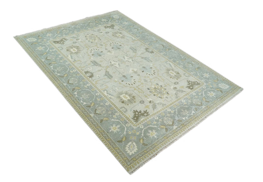 10x13 Large Oushak Ivory and Grey Traditional Persian Rug Made with Wool | Hand Knotted Vintage Rug, Living Room Rug |CP9511014