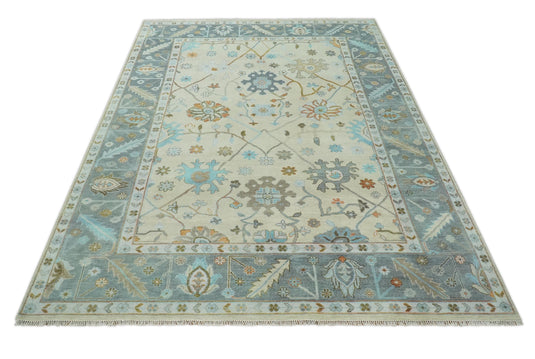 Traditional Hand Knotted 10x14 Ivory and Grey Antique Persian Serapi Wool Rug | CP9531014