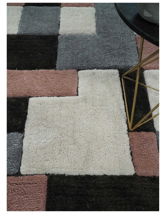 Hand Woven Soft geometric Multicolored Plush  3x5, 4x6 and 5x7  Shaggy Area Rug | SHAG7