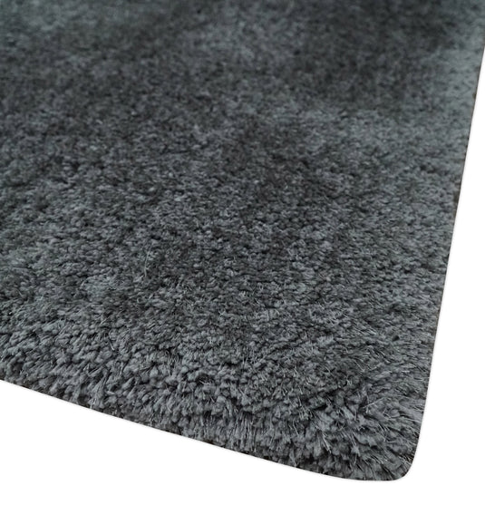 Hand Woven Soft Solid Plush  3x5, 4x6 and 5x7 Dark grey Shaggy Area Rug | SHAG8
