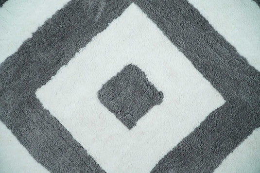 Hand Woven Soft geometric grey and Ivory Plush 3x5, 4x6 and 5x7  Shaggy Area Rug | SHAG9