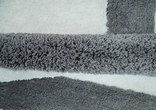 Hand Woven Soft geometric grey and Ivory Plush 3x5, 4x6 and 5x7  Shaggy Area Rug | SHAG9