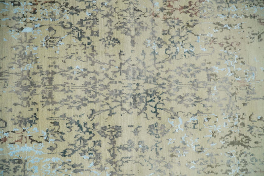 Hand Knotted Beige and rustTraditional design Antique wool and Silk area rug, 6x9 | AGR269