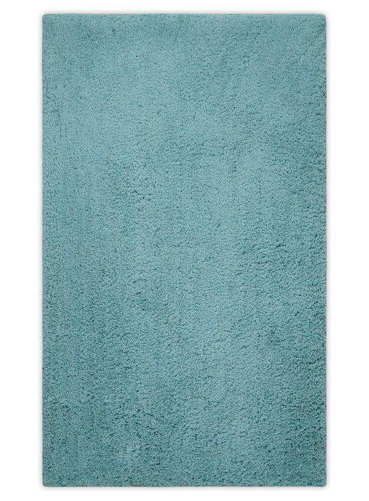 Hand Woven Soft Solid Plush  3x5, 4x6 and 5x7 Blue Shaggy Area Rug | SHAG12