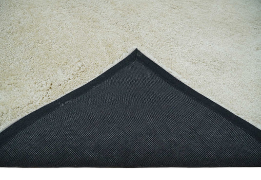 Hand Woven Soft Solid Plush  3x5, 4x6 and 5x7 Ivory Shaggy Area Rug | SHAG1