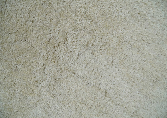 Hand Woven Soft Solid Plush  3x5, 4x6 and 5x7 Ivory Shaggy Area Rug | SHAG1