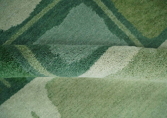 Hand Knotted modern Moss Green and Ivory Lori Gabbeh Traditional Antique Southwestern rug, 6X8