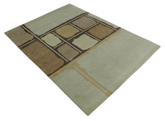 Hand Knotted modern Beige, Brown and Camel Lori Gabbeh Traditional Antique Southwestern rug, 6X8