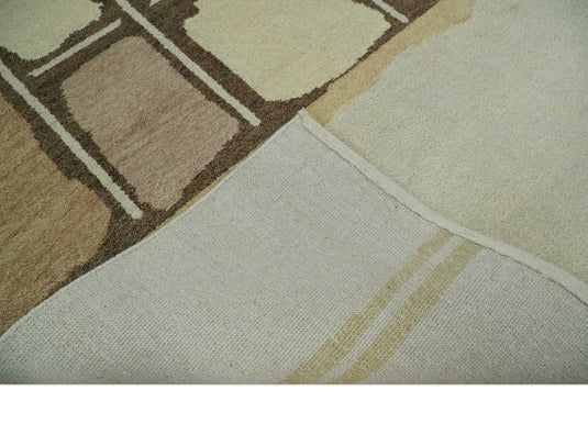 Hand Knotted modern Beige, Brown and Camel Lori Gabbeh Traditional Antique Southwestern rug, 6X8