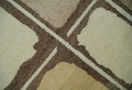 Hand Knotted modern Beige, Brown and Camel Lori Gabbeh Traditional Antique Southwestern rug, 6X8