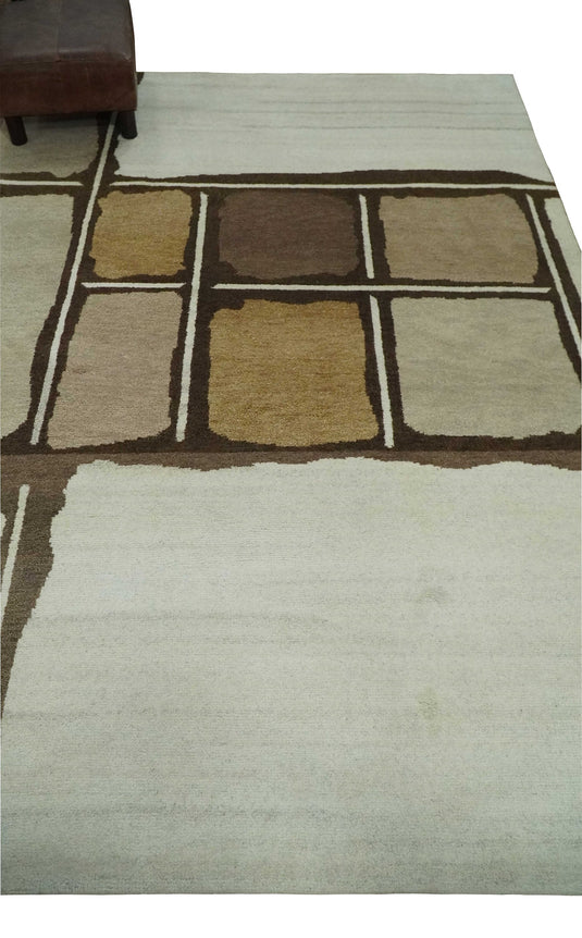 Hand Knotted modern Ivory, Beige and Brown Lori Gabbeh Traditional Antique Southwestern rug, 6X8