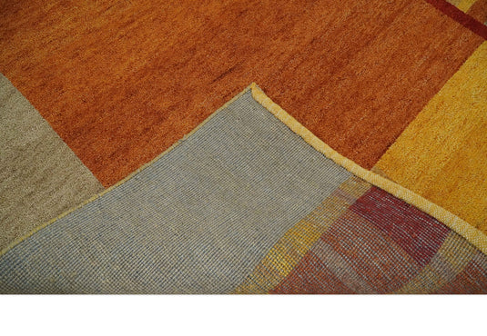 Hand Knotted Rust, Beige and Yellow Gabbeh Traditional Antique Southwestern rug, 6X8