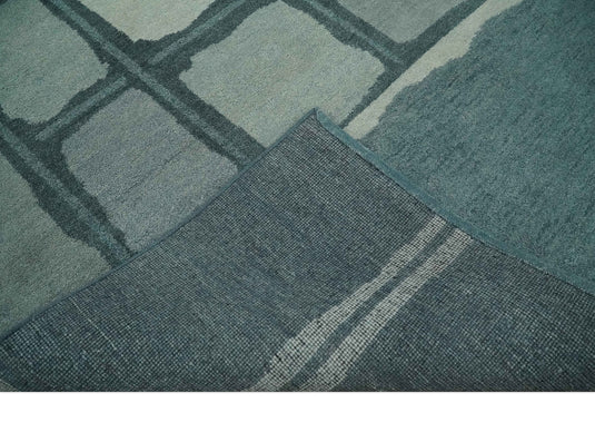 Hand Knotted modern teal, Ivory and grey Lori Gabbeh Traditional Antique Southwestern rug, 6X8