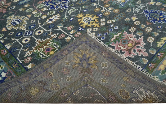 Antique Hand Knotted Green Moss and Blue Traditional Oushak Wool area rug |CP679