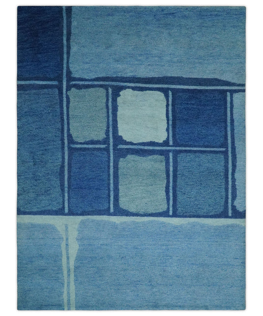 Hand Knotted modern Blue Lori Gabbeh Traditional Antique Southwestern rug, 6X8