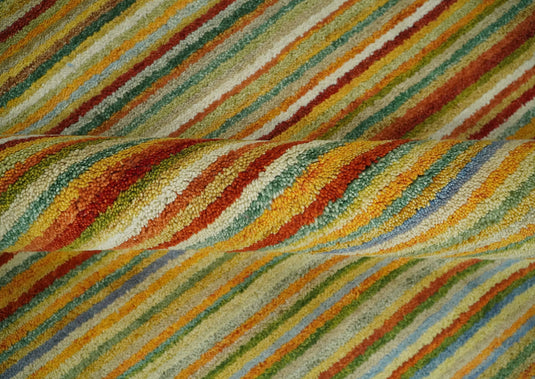 Hand Knotted modern Multicolored stripes Lori Gabbeh Traditional Antique Southwestern rug, 6X8