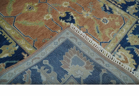 Hand Knotted Rust, Blue and Beige Heriz Serapi Area rug, 6X8