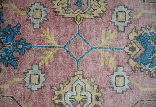 Hand Knotted Pink and Beige Heriz Serapi Area rug, 6X8