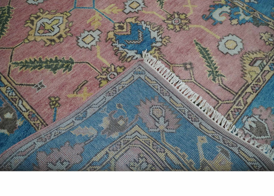 Hand Knotted Pink and Beige Heriz Serapi Area rug, 6X8