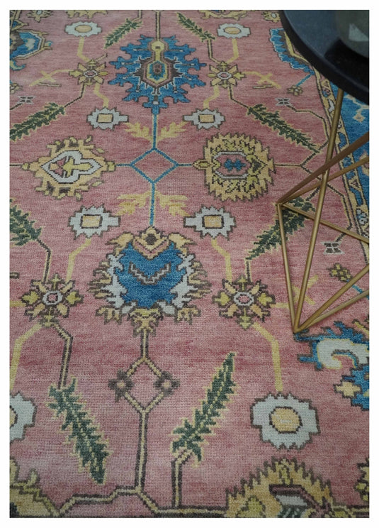 Hand Knotted Pink and Beige Heriz Serapi Area rug, 6X8