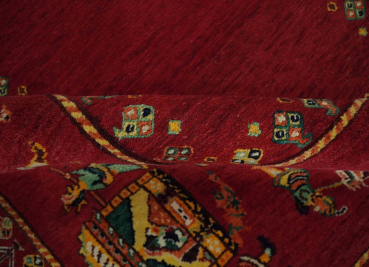 Hand Woven Maroon Indian wedding design Antique Wool area rug, 5x7