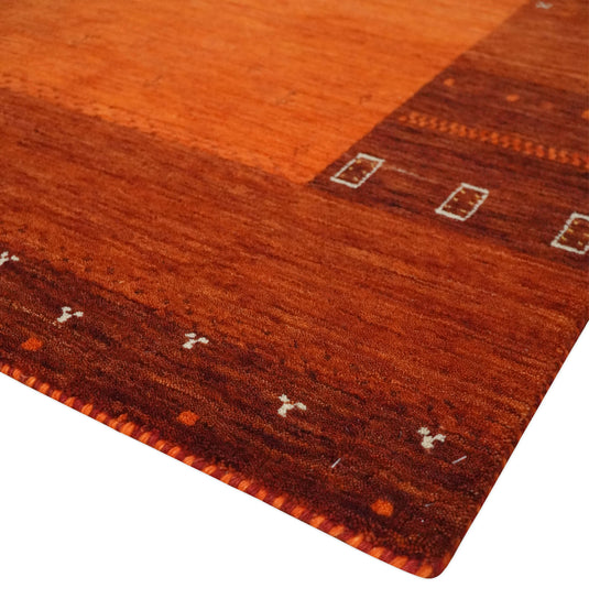 Hand Woven Red and Rust Wool southwestern Lori area rug, 5x8  |KNT32