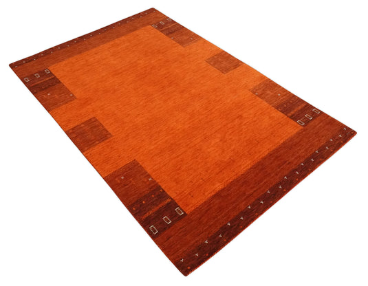Hand Woven Red and Rust Wool southwestern Lori area rug, 5x8  |KNT32