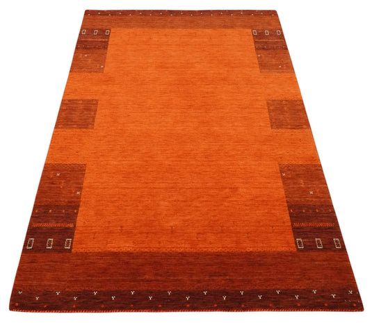 Hand Woven Red and Rust Wool southwestern Lori area rug, 5x8  |KNT32