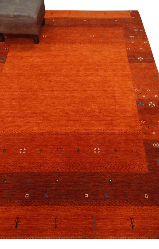 Hand Woven Red and Rust Wool southwestern Lori area rug, 5x8  |KNT34