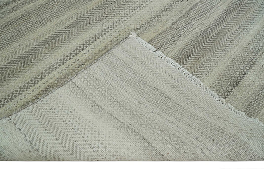 8x10 Hand Knotted Beige, Ivory and Charcoal Trellis Scandinavian Rug Made with Fine Wool |CP947810