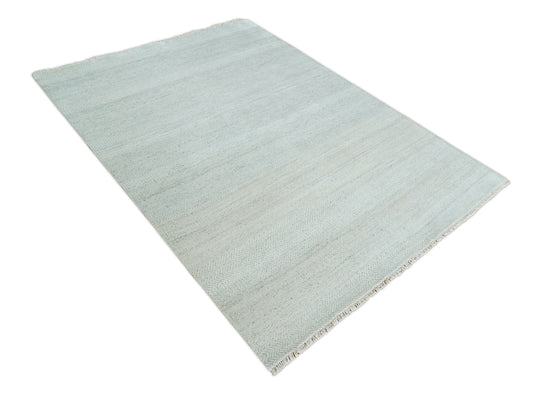 8x10 Hand Knotted Silver, Ivory and Grey Trellis Scandinavian Rug Made with Fine Wool |CP955810