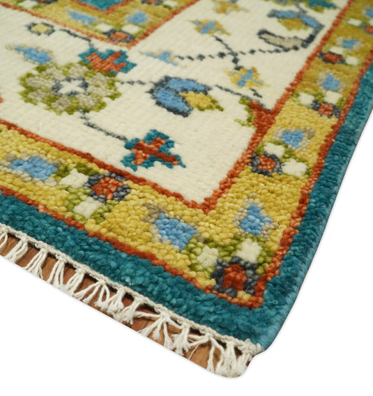 Teal and Ivory, Tree of Life Vintage Hand Knotted, Antique Turkish 5x8, 6x9, 8x10, 9x12, 10x14, 12x15 Wool Rug, Living Room | CP697