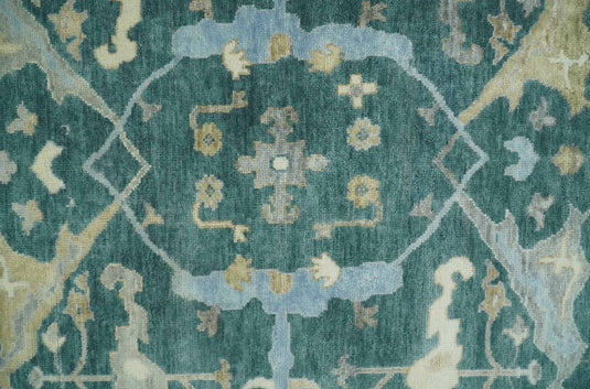 Teal and Gray, Vintage Hand Knotted, Antique Turkish Oushak 5x8, 6x9, 8x10, 9x12, 10x14, 12x15 Wool Rug, Living Room | CP1019