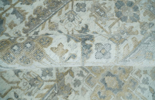 Hand Knotted Bamboo Silk Ivory, Grey and Beige Traditional Antique Oushak area rug| CP1070810