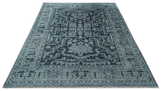 Hand Knotted Charcoal, Grey and Silver Traditional Vintage Oushak Wool area Rug | CP1083912