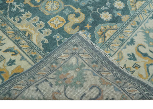 Hand Knotted Blue, Ivory, Beige Traditional Antique Oushak Wool area Rug | CP1084912