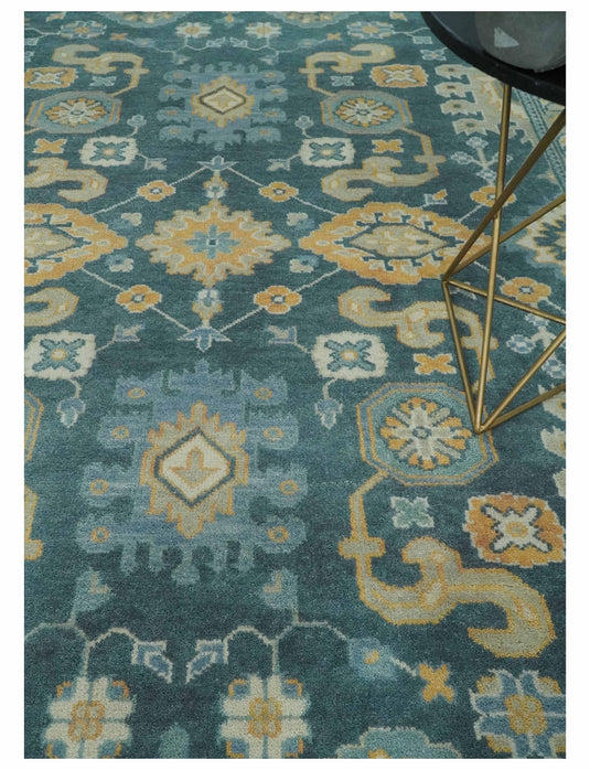 Hand Knotted Blue, Ivory, Beige Traditional Antique Oushak Wool area Rug | CP1084912