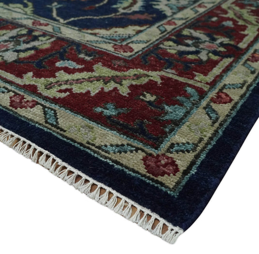 Fine Hand knotted Blue, Beige and Rust Traditional Oushak Area Rug | CP1086