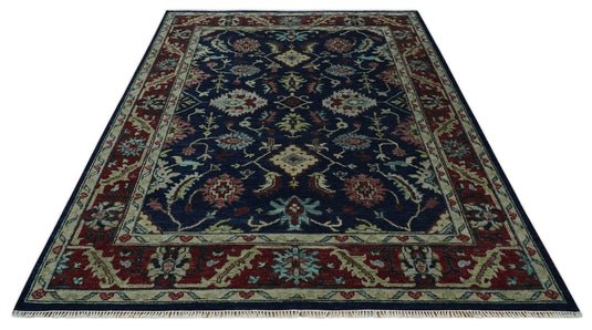 Fine Hand knotted Blue, Beige and Rust Traditional Oushak Area Rug | CP1086