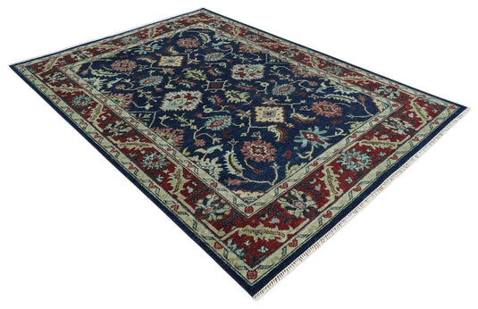 Fine Hand knotted Blue, Beige and Rust Traditional Oushak Area Rug | CP1086