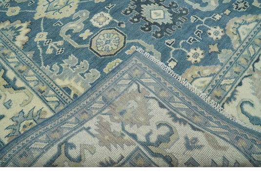 Hand Knotted Oriental Blue and Beige Traditional Oushak Wool Area Rug | CP1103810