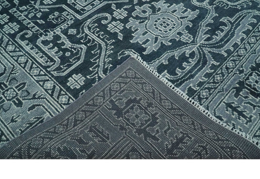 Hand Knotted Charcoal, Grey and Silver Traditional Vintage Oushak Wool area Rug | CP1083912