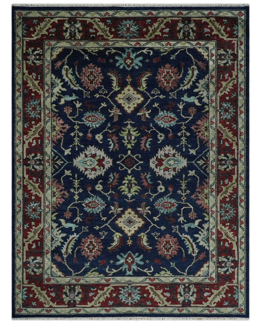 Fine Hand knotted Blue, Beige and Rust Traditional Oushak Area Rug | CP1086