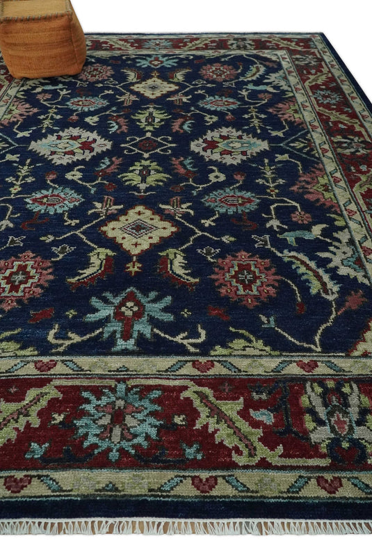 Fine Hand knotted Blue, Beige and Rust Traditional Oushak Area Rug | CP1086