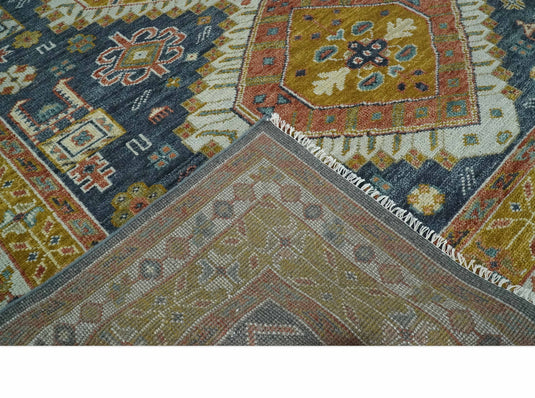 Fine Hand knotted Grey, Rust and Gold Oriental wool Area Rug | CP1087