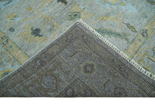 Hand Knotted Silver and Beige Antique Oushak Wool area Rug | CP1092912