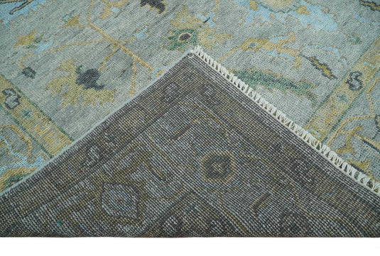 Hand Knotted Silver and Beige Antique Oushak Wool area Rug | CP1092912