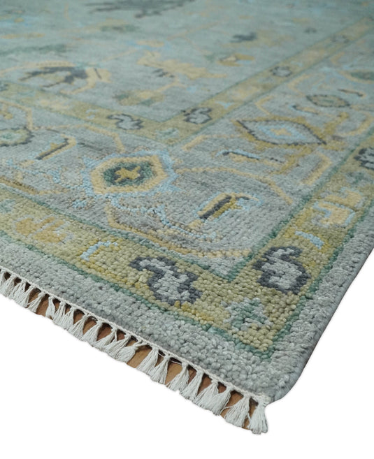 Hand Knotted Silver and Beige Antique Oushak Wool area Rug | CP1092912