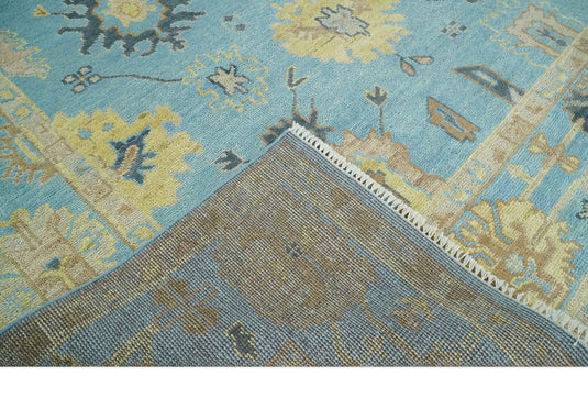 Hand Knotted Blue and Beige Antique Oushak Wool area Rug | CP1094912